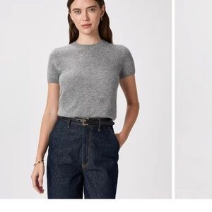 Quince Heather Gray Short Sleeve Sweater